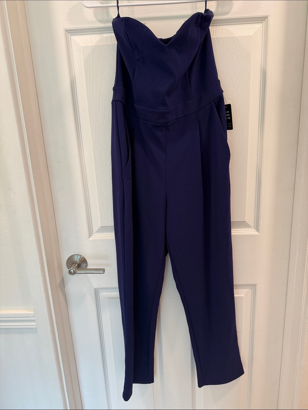 Express Strapless Navy Blue Tailored Jumpsuit